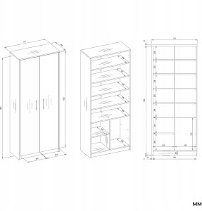 Regał Biurowy OLIV 2D 2 Drzwi Do Biura Do Gabinetu Salonu DĄB ARTISAN BIEL 7