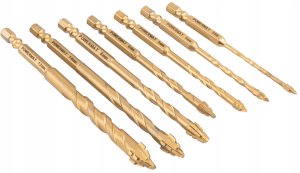 WIERTŁA DO PŁYTEK GRESU SZKŁA CERAMIKI ZESTAW WIERTŁ 7 SZT HEX 1/4 3-12MM 6