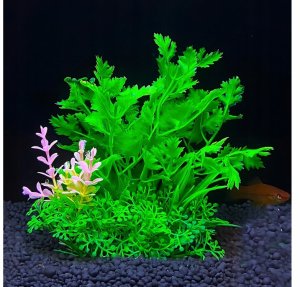 AquaNatura Aqua Natura, roślina, do dekoracji akwarium, zielona, plastikowa, 12 cm , gęsta rośinność dodatkiem różu 2