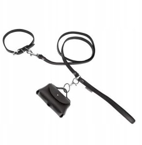Obroża skórzana dla psa,czarny/czarny, M-L, 16mm/45cm 2
