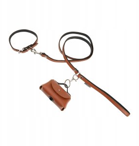 Obroża skórzana dla psa, koniak/czarny, M-L, 16mm/45cm 2