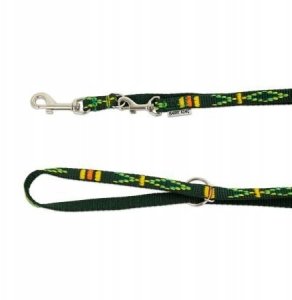 Smycz regulowana dla psa, zielona, wzór etniczny, taśma polipropylenowa, 10mm/220cm 2