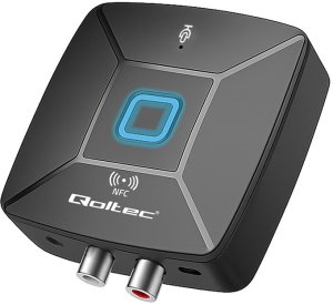Qoltec Bezprzewodowy transmiter odbiornik Audio HiFi Home&Car| Bluetooth 6.0 | NFC | 2 x RCA | 1 x MiniJack 3.5mm| Mikrofon 2