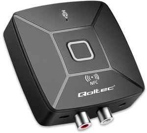 Qoltec Bezprzewodowy transmiter odbiornik Audio HiFi Home&Car| Bluetooth 6.0 | NFC | 2 x RCA | 1 x MiniJack 3.5mm| Mikrofon 3