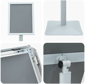 vidaXL Stojak na plakaty Srebrny 32 x 27 x 119 cm PVC i żeliwo 8