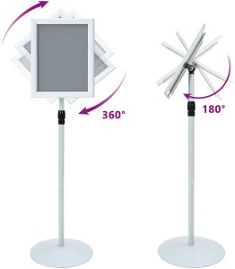 vidaXL Stojak na plakaty Srebrny 33 x 33 x 126 cm PVC i stal 9