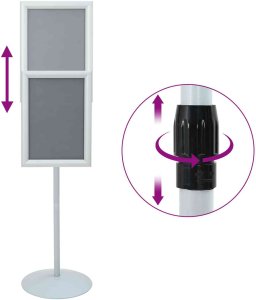 vidaXL Stojak na plakaty Srebrny 33 x 33 x 126 cm PVC i stal 10