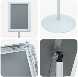 vidaXL Stojak na plakaty Srebrny 33 x 33 x 123 cm PVC i stal 8