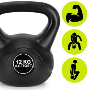 Kettlebell 12 kg odważnik, hantla do ćwiczeń ABS kula do treningu siłowego, czarny UNIWERSALNY 9