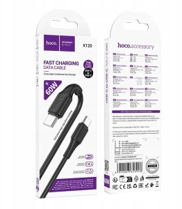 Kabel USB C do USB C Hoco 3A 60W 1 m X120 czarny 5