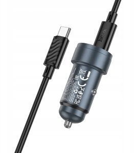 Ładowarka samochodowa Hoco USB A + USB C QC3.0 PD 30W + kabel USB C do USB C Z57A czarna 3