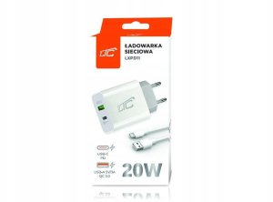 ŁADOWARKA SIECIOWA PD + QC 3A + KABEL TYPE-C 1m, PD20W 3000mA 2