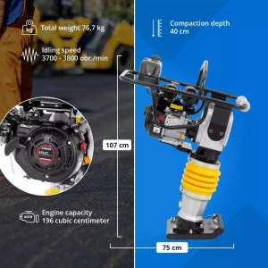 Ubijak skoczek zagęszczarka stopowa do betonu spalinowa 6.5 KM 34 x 28 cm Ubijak skoczek zagęszczarka stopowa do betonu spalinowa 6.5 KM 34 x 28 cm 5