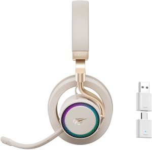 Havit Fuxi-H8 - bezprzewodowe słuchawki gamingowe (złote) 3