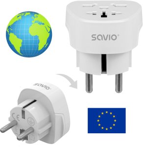 Savio SAVIO AP-06 Adapter podróżny, gniazdo globalne – wtyk EU 4