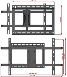 107cm Dlugie ramie Uchwyt na Telewizor 32-75 VX-531 Extra Mocny narozny 15