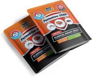 NO PEST Proszek Preparat Środek Oprysk na Kleszcze Komary Muchy Meszki Pluskwy Rybiki Mrówki i Inne Owady 25g/10L Permetrine 25WP 3