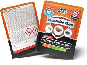 NO PEST Proszek Preparat Środek Oprysk na Kleszcze Komary Muchy Meszki Pluskwy Rybiki Mrówki i Inne Owady 25g/10L Permetrine 25WP 4