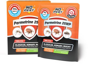 NO PEST Proszek Preparat Środek Oprysk na Kleszcze Komary Muchy Meszki Pluskwy Rybiki Mrówki i Inne Owady 25g/10L Permetrine 25WP 5