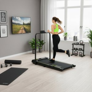 Bieżnia domowa elektryczna do biegania i chodzenia, z pilotem, 110 kg, składana, cicha praca UNIWERSALNY 6