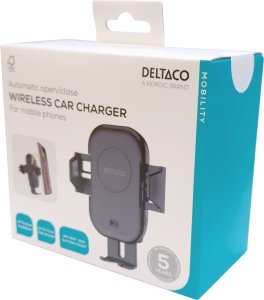 Ładowarka Deltaco Bezprzewodowa ładowarka samochodowa DELTACO 15 W automatyczny podwójne uchwyty czarny QI-C1001 1902561 8