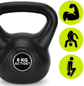 Kettlebell 6 kg odważnik, hantla do ćwiczeń ABS kula do treningu siłowego, czarny UNIWERSALNY 2
