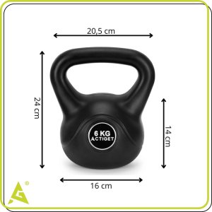 Kettlebell 6 kg odważnik, hantla do ćwiczeń ABS kula do treningu siłowego, czarny UNIWERSALNY 10