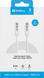 Kabel USB Sandberg USB-C to C USB 3.2 Gen2 100W, 2