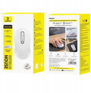 Mysz Baseus Mysz bezprzewodowa F02 USB 2.4GHz - biała 11