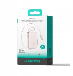 Powerbank Joyroom JR-PR2L 10000mAh 35W z wbudowanym zwijanym kablem USB-C i kablem-smyczą USB-C - różowy 8