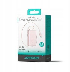 Powerbank Joyroom JR-PR2L 10000mAh 35W z wbudowanym zwijanym kablem USB-C i kablem-smyczą Lightning - różowy 4