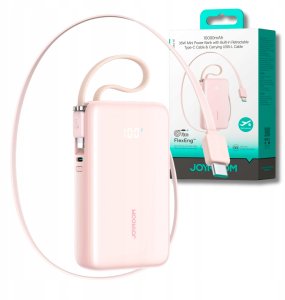 Powerbank Joyroom JR-PR2L 10000mAh 35W z wbudowanym zwijanym kablem USB-C i kablem-smyczą Lightning - różowy 5