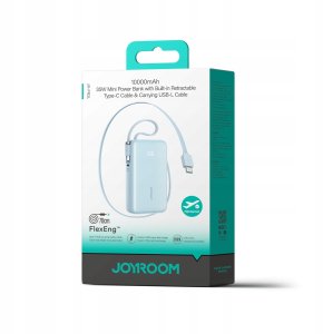 Powerbank Joyroom JR-PR2L 10000mAh 35W z wbudowanym zwijanym kablem USB-C i kablem-smyczą Lightning - niebieski 2