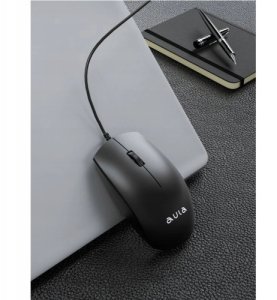 Mysz Aula AM100 Ergonomiczne kształty komfortu Mysz z 3 przyciskami 1200dpi kabel USB czarna 5