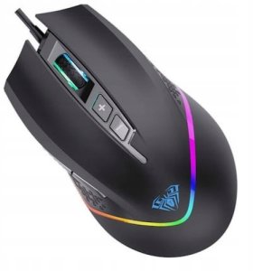 Mysz Aula F805 Wielokolorowe oświetlenie przewodowa gamingowa mysz optyczna 7 pogas 800-6400dpi 4000FPS 32ips czarna 4