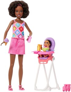 Lalka Barbie Mattel Skipper: Klub opiekunek - zestaw z bobasem i krzesełkiem do karmienia (JJB45) 3