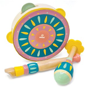 Svoora drewniany zestaw muzyczny dla dzieci – Povas: tamburyn, marakas, flet 2