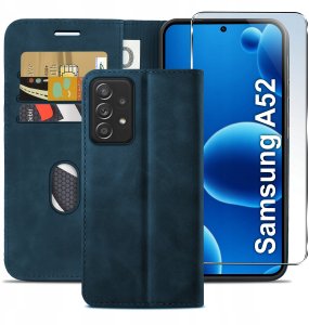 krainaGSM ETUI Z KLAPKĄ do Samsung A52 | A52s 5G Zamykane, Magnetyczne Kabura + Szkło 2