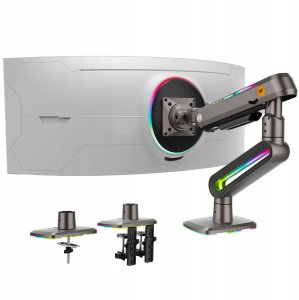 F6-G Podświetlenie RGB Gamingowy mocny uchwyt biurkowy do dużych monitorów 32-60 cali 2