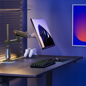 F7-G Podświetlenie RGB Gamingowy mocny uchwyt biurkowy do dużych monitorów 32-60 cali 13