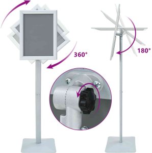 vidaXL Stojak na plakaty Srebrny 32,5 x 27 x 126 cm PVC i żeliwo 10