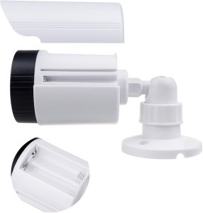 Atrapa kamery tubowej, diody IR LED, biała, zasilanie 2xAA (brak w zestawie), ABS, IR1800 W 120