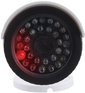 Atrapa kamery tubowej, diody IR LED, biała, zasilanie 2xAA (brak w zestawie), ABS, IR1800 W 182