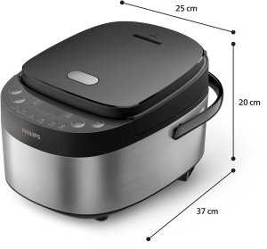 Philips Mini rice cooker | HD3093/80 3000 series | 600 W | 0.85 L | Number of programs 8 | Black/Stainless Steel 3