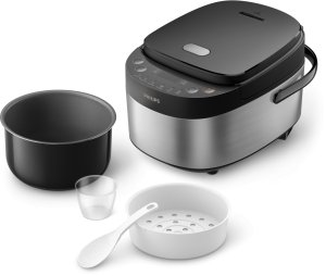 Philips Mini rice cooker | HD3093/80 3000 series | 600 W | 0.85 L | Number of programs 8 | Black/Stainless Steel 6