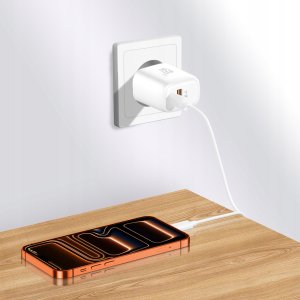 TECH-PROTECT NCA45W-GAN 2-PORT NETWORK CHARGER PD 45W / QC3.0 + TYPE-C CABLE WHITE 8