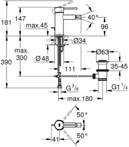 Essence Bateria bidetowa, Rozmiar S; chrom 3