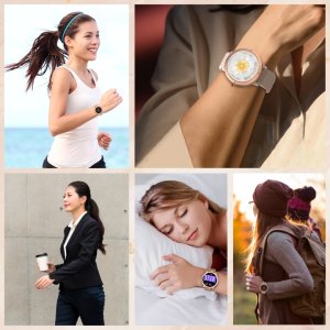 SMARTWATCH DAMSKI POŁĄCZENIA GPS MENU PL AMOLED ZŁOTY PULS SPORTOWY 2 PASKI 4