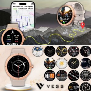 SMARTWATCH DAMSKI POŁĄCZENIA GPS MENU PL AMOLED ZŁOTY PULS SPORTOWY 2 PASKI 6