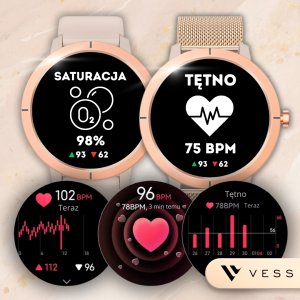 SMARTWATCH DAMSKI POŁĄCZENIA GPS MENU PL AMOLED ZŁOTY PULS SPORTOWY 2 PASKI 7